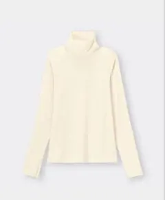 GUソフトリブタートルネックT