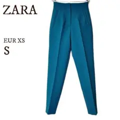 ZARAザラ/テーパードパンツ/グリーン/ハイライズ/フルレングス/無地/秋冬S
