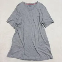 トミーヒルフィガー◇半袖Tシャツ ロゴ刺繍 Vネック アメカジ L