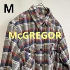 美品　おしゃれ McGREGOR チェック長袖シャツ M 秋 ポケット マクレガ