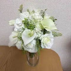 【価格交渉可】ホワイト造花　ラウンド型ウェディングブーケ