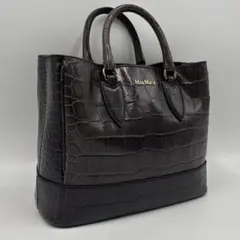 Max Mara クロコ型押しレザー2WAYバッグ ブラックのサムネイル