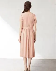 リボンベルト付ギャザーワンピース　マタニティ・授乳服【出産後も長く使える】のサムネイル