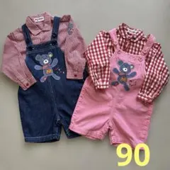 ミキハウス オーバーオール＆ブラウス4枚セット