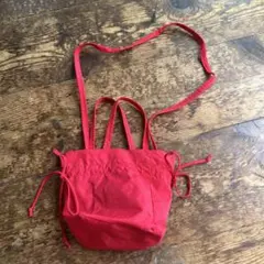 BAGGU ショルダーバッグ レッド 2way 巾着型のサムネイル