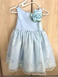 kid's dream ライトブルー ドレス　刺繍　コサージュ