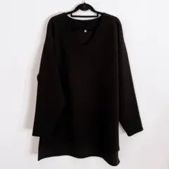 coca エンボスVネック 長袖 トップス　ブラック M