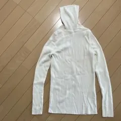 【UNIQLO】ホワイトリブ編み長袖ニット Lサイズ
