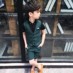 新品❤︎夏色 緑柄 3点セット キッズ スーツフォーマル110cm