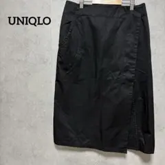 ユニクロジルサンダー　コットンリネンラップスカート　ブラック　L相当