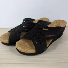 UGG アグ ブラック ウェッジサンダル コルク クロス スエード 23cm
