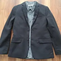 黒ジャケットとチェックシャツセット