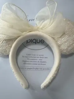 東京ディズニーランド東京ディズニーシー ホワイトカチューシャ ミニー ツイード白