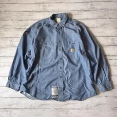 T*S様 カーハート XL 長袖 ワークシャツ 青 ロゴパッチ 送料無料　メンズ