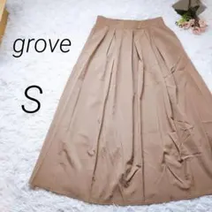 grove　グローブ　タックフレアスカート　ロング丈　カーキ　S　きれいめのサムネイル