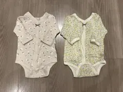 ベビー肌着 クリーム色 花柄 2点セット