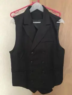 メンズ ダブルベスト ブラック Lサイズ