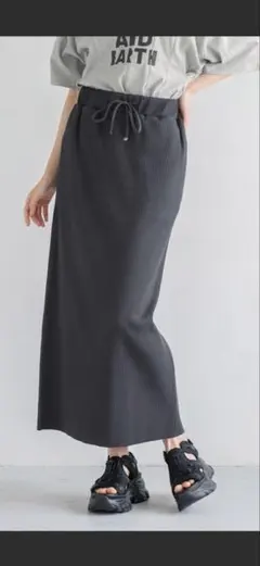 LOWRYS FARM リブタイトスカート ダークグレー ローリーズファーム