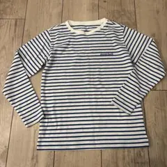 mont-bell 長袖カットソー 130サイズ 白/青ストライプ