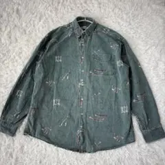 90s L.L.Bean シャツ カヌー柄 USA製 L（A264）