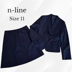 n-line　ビジネススーツ　セットアップ　ウールシルク　ネイビー　ストライプ
