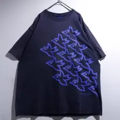 45R 藍染め抜染 小鳥 バード Tシャツ 4 L インディゴ染め - メルカリ