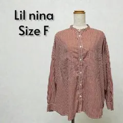 Lil nina リルニーナ スタンドカラーストライプシャツ Fサイズ【366】のサムネイル