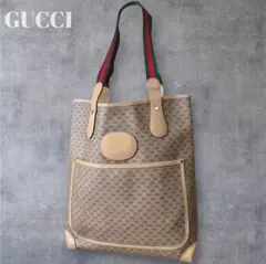 a428【美品】GUCCIグッチ GG柄 PVC レザー トートバッグ ブラウン