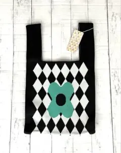 No.1012 【新品・未使用】花柄 ニットバック トートバッグ