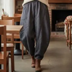 中綿入り 防寒パンツ ウエストゴム仕様 XL相当 軽量 あったか ゆったりズボン