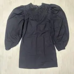 Zara ブラックドレス パフショルダー