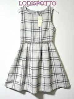 【新品タグ付き】LODISPOTTOグレー系チェックノースリーブワンピース