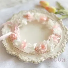花冠　ベビー　キッズ　花かんむり　pastel pink white