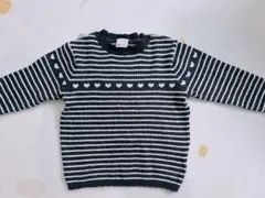 petit main【美品】ハート柄ストライプニット 90