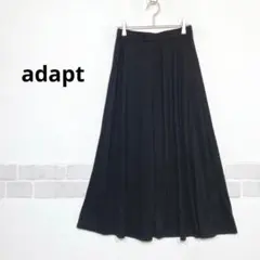 adapt フレアスカート ロング丈 ブラック Aライン ニット地 K043のサムネイル