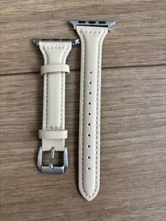 Apple Watch用 44mm用 クリーム色レザーバンド