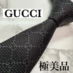 ✨極美品✨ 近年モデル GUCCI ネクタイ シルク100% GG柄 蜂 黒