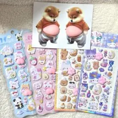 おなかシール2匹・肉球シール2枚・おしりシール2枚｜シールまとめ売りセット