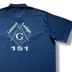 90s レア Dickies Freemason NAVY 半袖 ワークシャツ