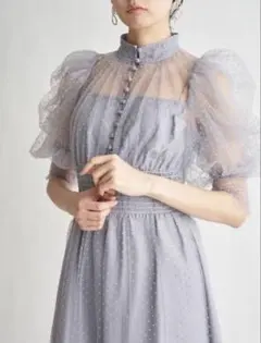 SNIDEL ドットチュールドレス ロングワンピース