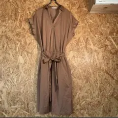 OPAQUE CLIP 半袖ワンピース 膝丈袖フリル　半袖ワンピース　L