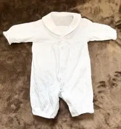 白い襟付きロンパース 100%コットン 日本製　長袖　50 60