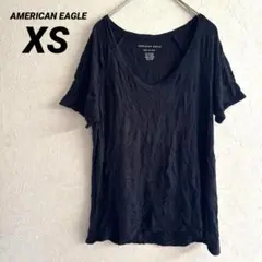 【アメリカンイーグル】SOFT & SEXY とろみ VネックTシャツ 黒 XS
