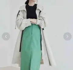 VIS フード付きベージュロングコート