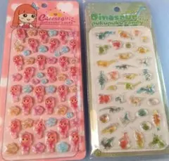 【正規品】ぷくぷくキャンディシール（女の子・恐竜)　2枚セット　吉田産業
