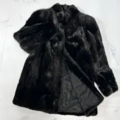 高級 XL ブラックミンク 毛皮 コート 艶あり 滑し柔らか レディース