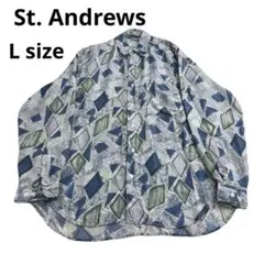 vintage St Andrews シルク100% 長袖シャツ 総柄のサムネイル