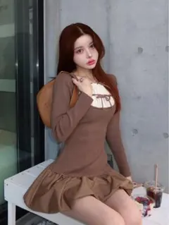 Darich ダブルリボンドッキングバルーンミニワンピース