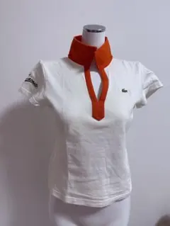 LACOSTE ポロシャツ 半袖 ホワイト オレンジ 40のサムネイル