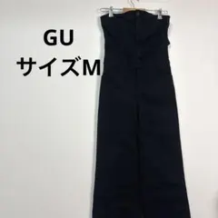 GU ジーユー ベアトップサロペットパンツ ブラック M 美脚 ワイドシルエットのサムネイル
